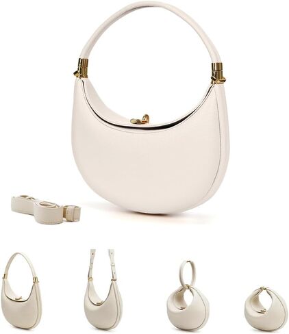Crescent Shoulder Bag for Women and Luna Style 4 in 1 Hobo Clutch Genuine Leather Half Moon Purse for Daily or Travel Use in Kuwait