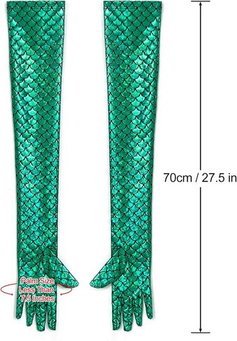 color cosplayer Mermaid Gloves Fish Scales Arm Sleeves Sequin Gloves Fish Scale Fingerless Gloves Halloween Costume for Women in Saudi Arabia