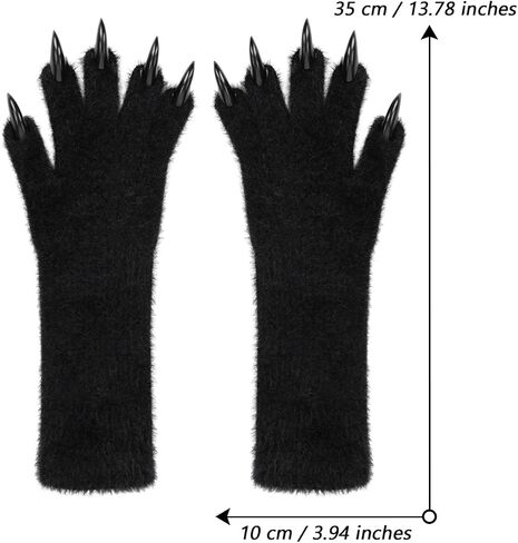 Furry Gloves with Paws-Soft claw Gloves for Halloween Costume Accessories in Kuwait