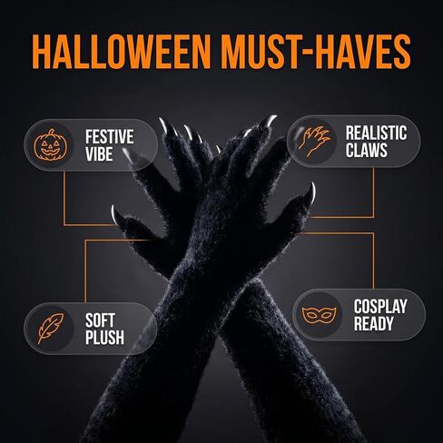 Furry Gloves with Paws-Soft claw Gloves for Halloween Costume Accessories in Kuwait