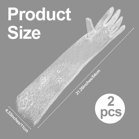 Lace Gloves, Long Sheer Lace Glove for Women, White Floral Opera Gloves, Hollow Detachable Sleeves, Elegant Tea Party Costume Accessories for Women Girls Bride Wedding Parties Cocktail Cosplay in Saudi Arabia
