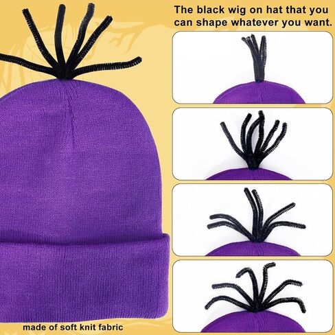 CONGRU 3 Pcs Halloween Accessories for Woman Man,Purple Beanie/Gloves/Goggles Glasses for Adult Cosplay Set in Saudi Arabia