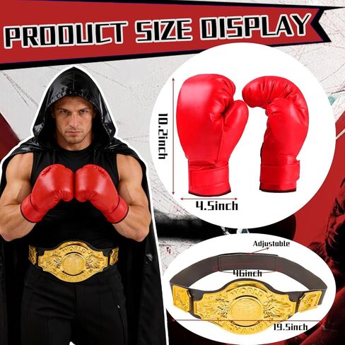 Wrestling Title Belt with Boxing Gloves Champion Costume Accessories for Role Play Parties and Fan in Saudi Arabia