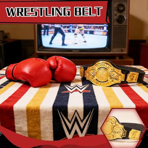 Wrestling Title Belt with Boxing Gloves Champion Costume Accessories for Role Play Parties and Fan in Saudi Arabia