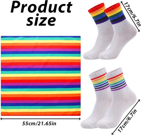 6Pcs Rainbow Accessories Set Includes Rainbow Socks Bandana Colorful Scarf for Women Men in Kuwait