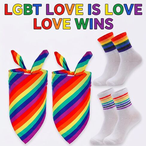6Pcs Rainbow Accessories Set Includes Rainbow Socks Bandana Colorful Scarf for Women Men in Kuwait