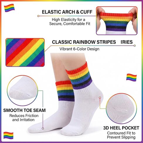 6Pcs Rainbow Accessories Set Includes Rainbow Socks Bandana Colorful Scarf for Women Men in Kuwait