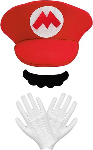 Bros Hat Costume Accessories Kit with Hat, Mustaches, Suspenders, Gloves Buttons for Adult Cosplay Halloween in Saudi Arabia