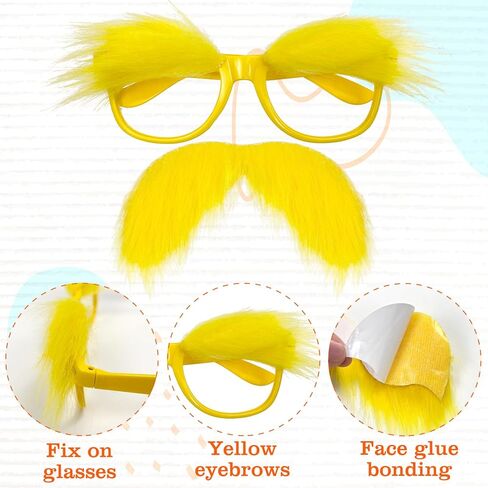 4Pcs Orange Cosutme Accessory Set Including Orange Beanie Cap Gloves Yellow Eyebrow Glasses Mustaches Book Character Costume for World Book Day Halloween Cosplay Party Supplies in Kuwait