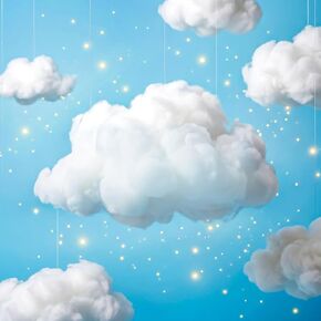 Cloud Ceiling Decor Hanging Clouds - MAQIHAN 3D Fake Clouds for Room Ceiling, White Cotton Clouds Decorations with Hooks for Baby Shower Party Classroom, Blue Sky Nursery Bedroom Hanging Decor in Kuwait