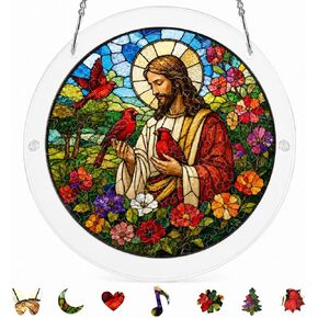 8.9 Inches Wildflower Puzzle Suncatcher, DIY Acrylic Stained Glass Style Window Hanging Decor, Butterfly Meadow Sun Catcher Puzzle Gift for Women in Saudi Arabia