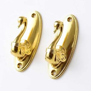 Curtain Tiebacks – Pair of Vintage Swan Style Gold Curtain Holdbacks, Swan Decor Drapery Tieback Hooks, Brass Curtain Holdbacks, Vintage Curtain Tiebacks Hooks for Window Treatment in Saudi Arabia