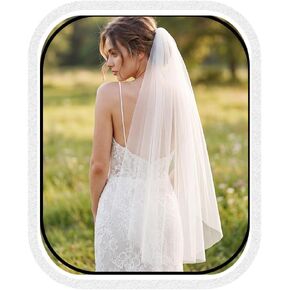 Yean Bridal Veil Fingertip Length Veils 1 tier White Wedding Tulle Veil with Comb for Bride and Women in Kuwait