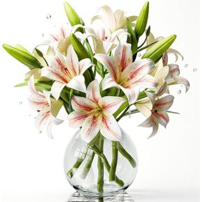6PCS Artificial Lilies Set with 12 Heads Fully Bloomed Lilies and 6 Buds, Short Stem Real Touch Artificial Flowers for Home Hotel Flower Arrangement Party Decor (Pink) in Saudi Arabia