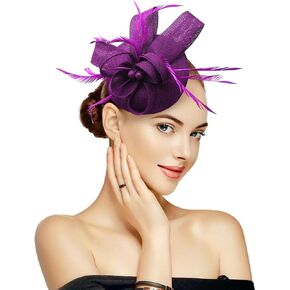Specell Women's Handmade Tea Party Fascinator Hat, Pillbox Derby Hat with Feather Hair Clip, Elegant Formal Fashion Headwear. in Saudi Arabia