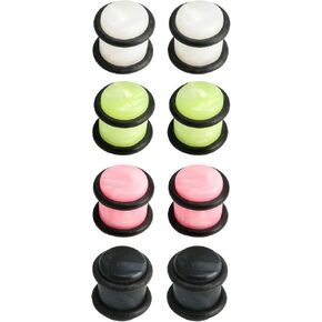 Acrylic Black/White/Pink/Green 4 Pairs Ear Solid Plugs with O-Ring Stretching Set Hypoallergenic Gauges Expanders Hard Plug Kit Plastic Body Piercing Jewelry Tuneles De Oreja Para Hombre Men Women in Saudi Arabia