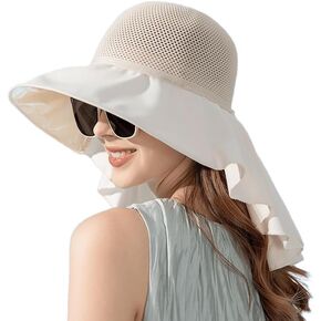 Womens Breathable Mesh Quick-Dry UPF 50+ Sun-Hat with Neck Flap Wide-Brim Beach-Cap for Fishing Hiking Camping in Kuwait