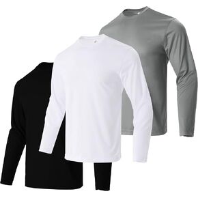 TanBridge Men's UPF 50+ Sun Protection Shirts Long Sleeve Hooded Rash Guard Work Shirts for Fishing,Construction 3 Packs in Saudi Arabia