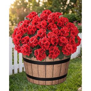 Artificial Flowers for Outdoors – 6 Bundles of UV-Resistant Artificial Geraniums, Realistic Silk Flowers for Front Porch, Patio, Garden, Window Boxes & Hanging Baskets (red, 6) in Kuwait