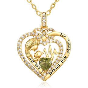 Heart Necklaces for Women, 14K Gold Plated Pendant Necklace with Birthstone, Heart Jewelry for Her, 18+2 Inch Chain in Saudi Arabia