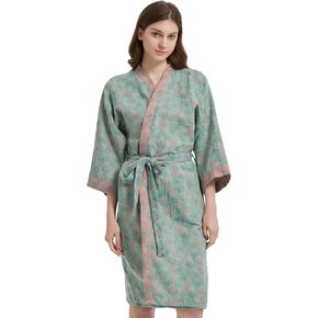 Haseil Women's Cotton Gauze Robe Lightweight Kimono Bathrobe Double Layer Breathable Lounge Robe Soft Jacquard Sleepwear in Saudi Arabia