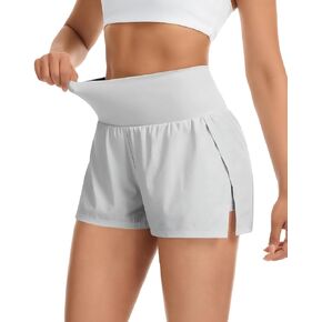 Women's Running Athletic Shorts High Waisted with Pocket Workout Gym Shorts with Layer Quick-Dry for Sport Yoga in Saudi Arabia