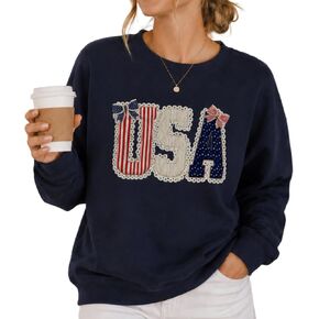 USA Sweatshirt Women 4th of July Crewneck Pullover, Patriotic America Sweatshirt, Independence Day Shirt, Memorial Day Outfit, Cute Summer Holiday Sweater, Navy in Saudi Arabia