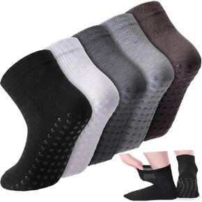 Geyoga 5 Pairs Extra Wide Diabetic Ankle Socks with Grippers for Men Women Lymphedema Swollen Feet Bariatric Socks Non Binding Anklets for Hospital Elderly in Saudi Arabia