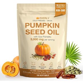 Everly Pumpkin Seed Oil with Saw Palmetto - 3000mg Cold-Pressed Plant-Based Complex - Vegan DHT Blocker for Hair Growth & Prostate Support - 180 Softgels (90-Day Supply) in Saudi Arabia