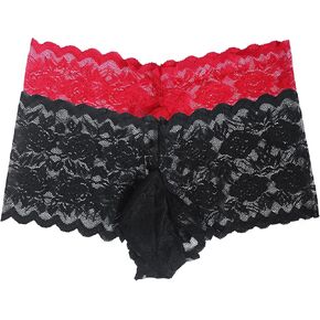 QiaTi Mens lace Panties Sexy Sissy Underwear Transparent Briefs Breathable Printed Pouch for Men Daily in Kuwait