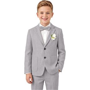 Boys Linen Suits for Boy Slim Fit 2 Piece Toddler Jacket Pants Beach Summer Lightweight Set Teen Dress Clothes Wedding Tuxedo in Saudi Arabia