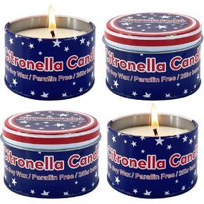American Flag tin Candle Set of 4 (4oz Each) – Long-Lasting Outdoor Citronella Candles for July 4th Independence Day – Fresh Invigorating Fragrance to Enhance Ambiance in Saudi Arabia