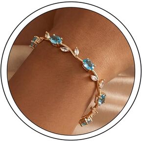 18K Gold Plated Floral Bracelet for Women, AAA Cubic Zirconia Gemstone, Dainty Vintage Trendy Flower Bracelet, Waterproof, Non Tarnish, Fashion Jewelry Accessories, Gift Idea for Mother's Day, Valentine's Day, Christmas and Birthdays in Saudi Arabia