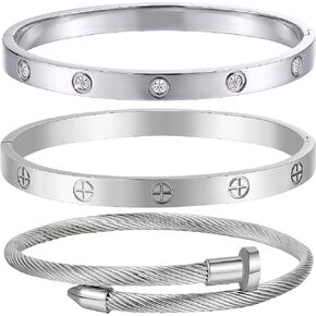 Stackable Bracelets set for Women 14K Gold Plated Stainless Steel, Tennis Bracelet Love & Friendship Bangle, Mothers Day Valentines Birthday Christmas Jewelry Gifts for Mom Her Wife Grandma 3PCS in Saudi Arabia