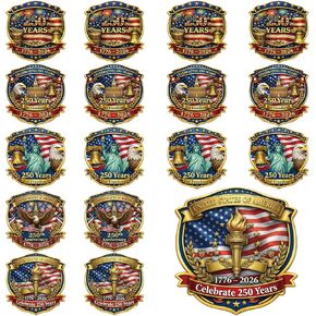 20 Pcs USA 250th Anniversary Commemorative Pins – American Flag Eagle Patriotic Veteran Lapel Brooch for 250 Years of Freedom Independence Day Merchandise Gift Bulk in Saudi Arabia