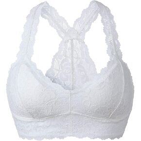 YIANNA Women Floral Lace Bralette Padded Breathable Sexy Racerback Lace Bra Bustier Crop Top Wirefree in Saudi Arabia