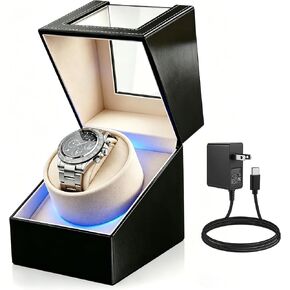 Anyasun Watch Winder for Automatic Watches,Single Watch Winder with LED Light,Rotating Watch Case with Japanese Quiet Motor,4 Modes Watch Rotator for Men, USB-C AC Adapter in Saudi Arabia