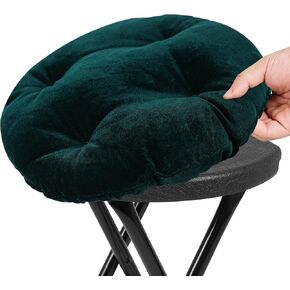 COOZMENT 2 Pack Bar Stool Seat Cushion, Round Stool Cushion Covers Pads - One-Piece Design with Elastic Skirt (13"x13", Dark Green) in Saudi Arabia