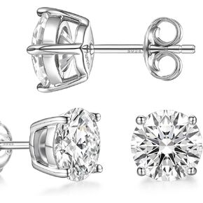 Moissanite Stud Earrings, 925 Sterling Silver Plated 18k White Gold Earrings Studs for Women Men Hypoallergenic Fashion Jewelry for Sensitive Ears in Saudi Arabia