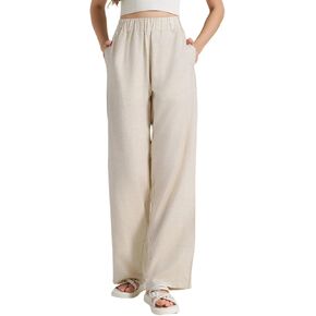 Tall Women Linen Pants 32"/34"/36" Inseam Summer Casual Wide Leg Pants with Pockets in Saudi Arabia