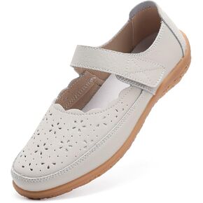 Women's Mary Jane Shoes - Breathable Floral Cutout Flats with Hook and Loop Strap, Comfortable Round Toe Soft Sole Casual Business Work Office Dress Shoes in Saudi Arabia