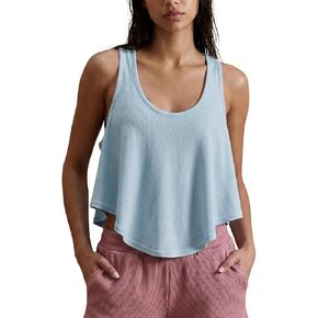 Haellun Womens Racerback Tank Top Cropped Flowy Workout Track Tank Sleeveless Loose Fit Athletic Tops in Saudi Arabia
