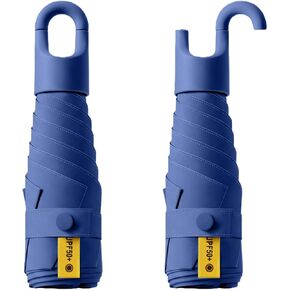 Mini Travel Folding Umbrella With Rotating Open&Close Ring Carabiner Handle for Women Kids - Small Portable Pocket Parasol,Lightweight Compact,6 Ribs,UV Protection,UPF 50,Rain Sun,Backpack in Saudi Arabia
