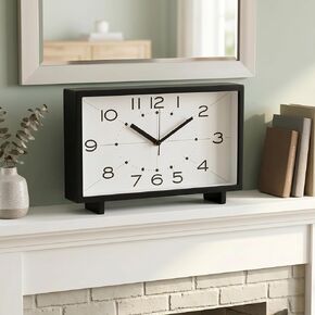 EMAX HOME Modern Rectangular Table Clock, Silent Non-Ticking Desk Clock Battery Operated, 11 Inch Minimalist Mantel Shelf Clock with Large Numerals for Living Room Decor, Bedroom Nightstand & Office in Saudi Arabia