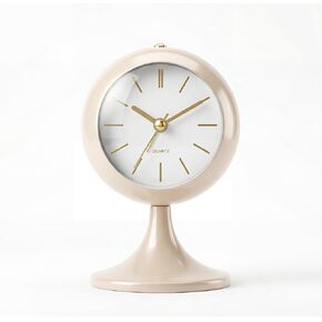 TIMESS Analog Alarm Clock, Mid-Century Modern Desk Clock, Silent Non-Ticking Quartz Table Clock with Gold Hands, Battery Operated Decorative Clock for Bedroom, Office, Living Room (Light Champagne) in Saudi Arabia