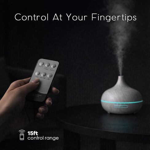 550ml Essential Oil Diffusers with Remote Control, Ultrasonic Oil Diffuser with Timer，7 Color LED Night Light and Waterless Auto-Off Functions for Home, Spa White Wood Grain in Kuwait