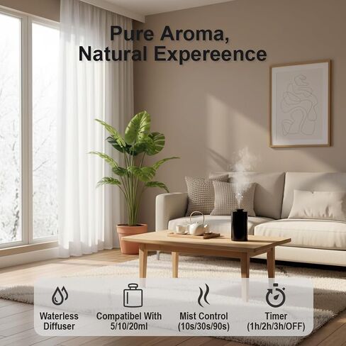 Waterless Essential Oil Diffuser with 20ml Capacity, Cordless Diffusers with 3 Mist Levels & Timers for Home Car Office in Saudi Arabia