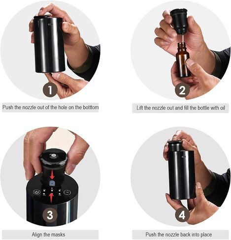 Waterless Essential Oil Diffuser with 20ml Capacity, Cordless Diffusers with 3 Mist Levels & Timers for Home Car Office in Saudi Arabia
