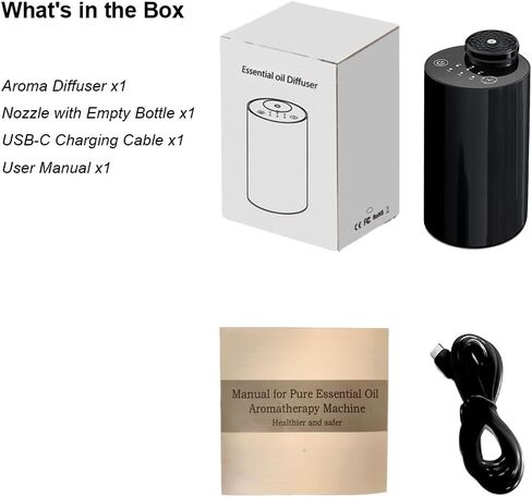 Waterless Essential Oil Diffuser with 20ml Capacity, Cordless Diffusers with 3 Mist Levels & Timers for Home Car Office in Saudi Arabia