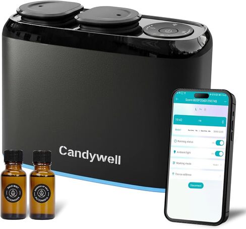 Smart Essential Oil Diffuser with Dual Nozzle & App Control, Waterless Diffuser for 1500 Sq Ft, with 4 Timer & 4 Mist Levels, Hotel Scent Diffuser for Home & Office in Saudi Arabia